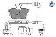 Bremsbelagsatz Scheibenbremse Hinterachse für VW TRANSPORTER T4 Bus Kasten