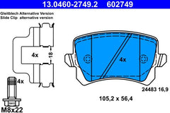 Bremsbelagsatz Scheibenbremse Hinterachse für AUDI SEAT SKODA VW A3 Sportback