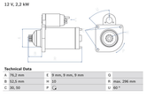 Anlasser Starter für VW TRANSPORTER T4 Kasten Bus Pritsche/Fahrgestell