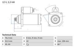 Anlasser Starter für VW TRANSPORTER T4 Kasten Bus Pritsche/Fahrgestell