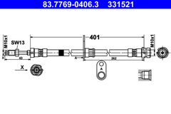 Bremsschlauch Hinterachse rechts für FORD TOURNEO CONNECT / GRAND V408