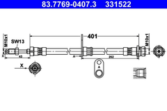 Bremsschlauch Hinterachse links für FORD TOURNEO CONNECT / GRAND V408