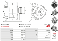 Lichtmaschine Generator für CHRYSLER DODGE PT CRUISER Cabriolet NEON II