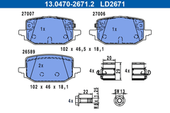 Bremsbelagsatz Scheibenbremse Hinterachse für NISSAN RENAULT QASHQAI III