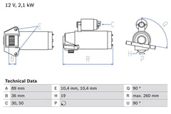 Anlasser Starter für FORD JAGUAR TRANSIT Kasten Bus Pritsche/Fahrgestell MONDEO