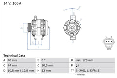 Lichtmaschine Generator für FORD TRANSIT Bus Kasten Pritsche/Fahrgestell TOURNEO