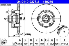 Bremsscheibe Hinterachse für SEAT VW TOLEDO I CORRADO GOLF III PASSAT B3/B4