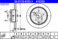 Bremsscheibe Hinterachse für TOYOTA AVENSIS Kombi Stufenheck
