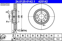 2x Bremsscheibe Vorderachse für OPEL SAAB ADAM ASTRA G Caravan CC Coupe