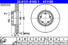 2x Bremsscheibe Vorderachse für FORD TRANSIT V363 Kasten Pritsche/Fahrgestell