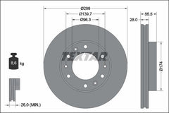 2x Bremsscheibe Vorderachse für HYUNDAI H350 Bus Kasten Pritsche/Fahrgestell