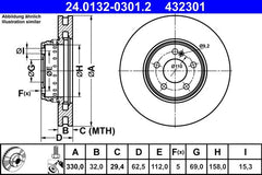 2x Bremsscheibe Vorderachse für MERCEDES-BENZ C-KLASSE T-Model Cabriolet Coupe