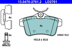 Bremsbelagsatz Scheibenbremse Hinterachse für CITROËN PEUGEOT DS DS4 C4 II DS5