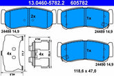 Bremsbelagsatz Scheibenbremse Hinterachse für HYUNDAI SANTA FÉ II Kasten/SUV