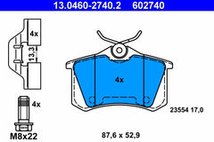 Bremsbelagsatz Scheibenbremse Hinterachse für CITROËN PEUGEOT RENAULT DS C3
