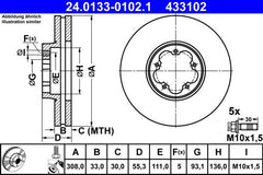 2x Bremsscheibe Vorderachse für FORD TOURNEO CUSTOM V362 Bus TRANSIT V363