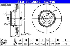 2x Bremsscheibe Vorderachse für MERCEDES-BENZ C-KLASSE T-Model Cabriolet Coupe