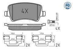 Bremsbelagsatz Scheibenbremse Hinterachse für VOLVO LAND ROVER S60 II S80 V60 I