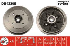 2x Bremstrommel Hinterachse für CITROËN PEUGEOT SAXO Hatchback van 106 II 206+