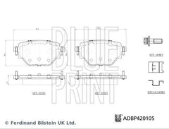 Bremsbelagsatz Scheibenbremse Hinterachse für OPEL PEUGEOT CORSA F 2008 II