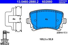 Bremsbelagsatz Scheibenbremse Hinterachse für AUDI SEAT SKODA VW A3 Sportback