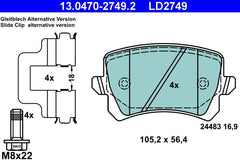 Bremsbelagsatz Scheibenbremse Hinterachse für AUDI SEAT SKODA VW A3 Sportback