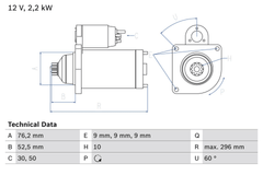 Anlasser Starter für VW TRANSPORTER T4 Kasten Bus Pritsche/Fahrgestell