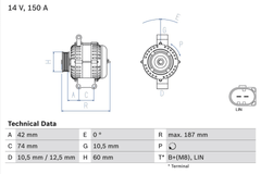 Lichtmaschine Generator für FORD RANGER TRANSIT Kasten Pritsche/Fahrgestell Bus