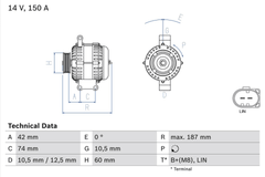 Lichtmaschine Generator für FORD RANGER TRANSIT Kasten Pritsche/Fahrgestell Bus