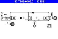Bremsschlauch Hinterachse rechts für FORD TOURNEO CONNECT / GRAND V408