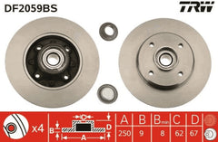 2x Bremsscheibe Hinterachse für CITROËN PEUGEOT DS C3 AIRCROSS II PICASSO /