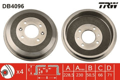 2x Bremstrommel Hinterachse für CITROËN PEUGEOT BERLINGO / FIRST