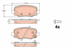 Bremsbelagsatz Scheibenbremse Hinterachse für JEEP FIAT ALFA ROMEO ABARTH