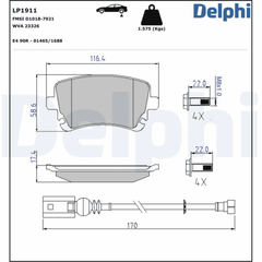 Bremsbelagsatz Scheibenbremse Hinterachse für VW CALIFORNIA T5 Camper T6