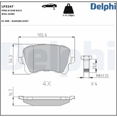 Bremsbelagsatz Scheibenbremse Hinterachse für AUDI SEAT VW A6 C6 Avant Q3
