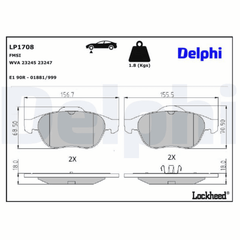 Bremsbelagsatz Scheibenbremse Vorderachse für RENAULT ESPACE IV LAGUNA II