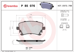 Bremsbelagsatz Scheibenbremse Hinterachse für AUDI VW A4 B6 Avant Cabriolet B7