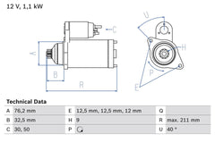 Anlasser Starter für VW SEAT SKODA AUDI FORD GOLF II JETTA PASSAT B3/B4 Variant