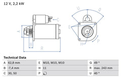 Anlasser Starter für FORD VOLVO GALAXY II KUGA I MONDEO IV Stufenheck Turnier