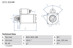 Anlasser Starter für RENAULT NISSAN OPEL MASTER III Kasten Pritsche/Fahrgestell