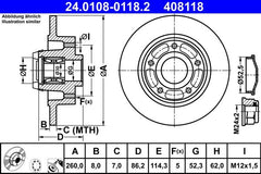 Bremsscheibe Hinterachse für RENAULT CLIO IV GRAND SCÉNIC III MEGANE CC Combi