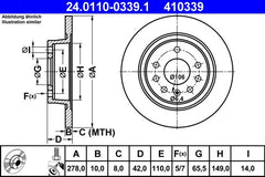 Bremsscheibe Hinterachse für OPEL ASTRA H GTC ZAFIRA / FAMILY B