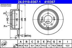 Bremsscheibe Hinterachse für HYUNDAI KIA GRANDEUR SONATA V CADENZA II