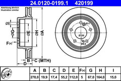 2x Bremsscheibe Hinterachse für MERCEDES-BENZ 124 Stufenheck T-Model E-KLASSE
