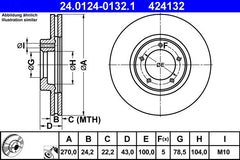2x Bremsscheibe Vorderachse für FORD TRANSIT Bus Pritsche/Fahrgestell Kasten