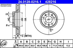 2x Bremsscheibe Vorderachse für CITROËN FIAT PEUGEOT TOYOTA C5 III Break JUMPY