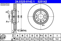 2x Bremsscheibe Vorderachse für OPEL SAAB ADAM ASTRA G Caravan CC Coupe