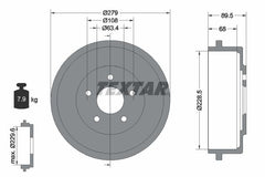 2x Bremstrommel Hinterachse für FORD TOURNEO CONNECT TRANSIT