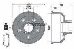 2x Bremstrommel Hinterachse für KIA BONGO Pritsche/Fahrgestell K2500 K2700