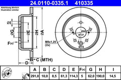 2x Bremsscheibe Hinterachse für LEXUS IS II III